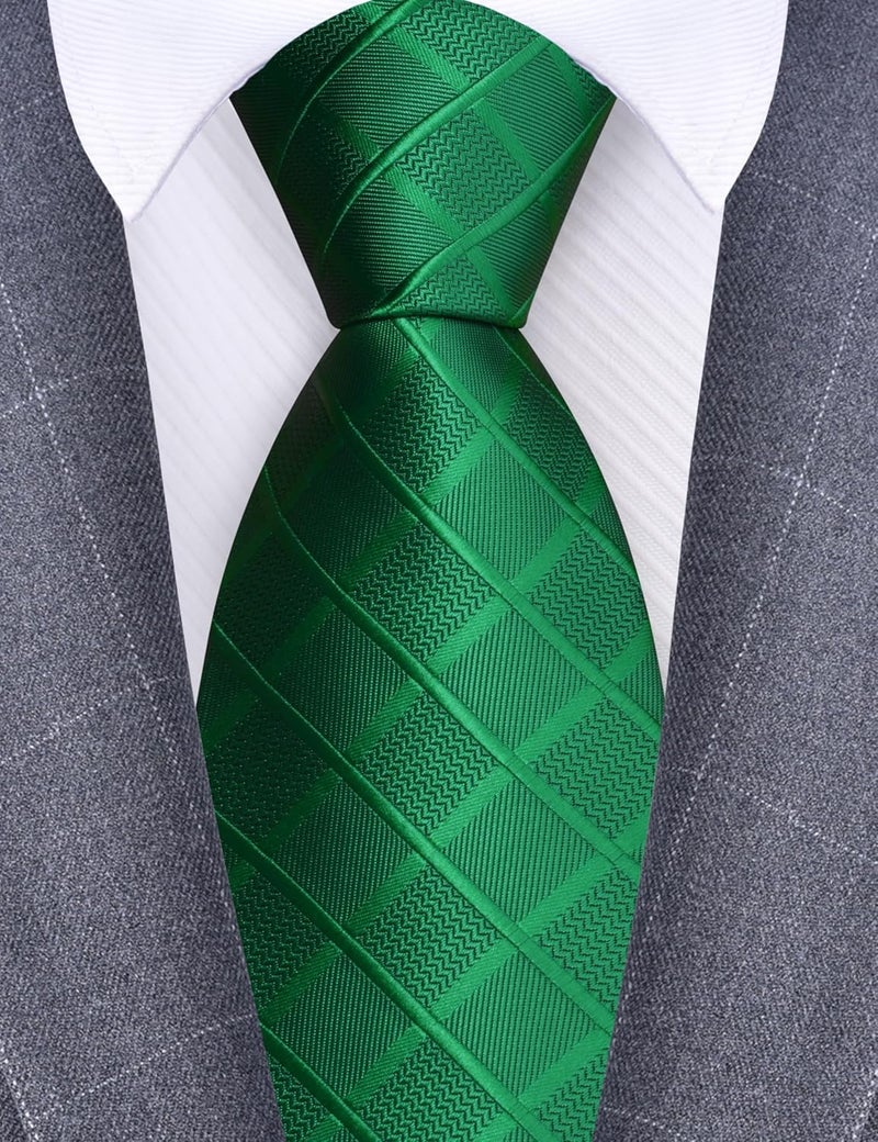 GUSLESON 3.15"(8cm) Fashion Solid Plaid Ties Mens Woven Jacquard Necktie for Wedding - Image 2